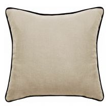 Housse de coussin Lin lavé - Doublé coton lavé - Finition galon noir 'Prélude' Vent Du Sud Prélude Ficelle - Housse de coussin 45 x 45 cm