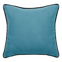 Housse de coussin Lin lavé - Doublé coton lavé - Finition galon noir 'Prélude' Vent Du Sud Prélude Topaze - Housse de coussin 45 x 45 cm