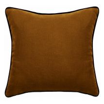 Housse de coussin Lin lavé - Doublé coton lavé - Finition galon noir 'Prélude' Vent Du Sud Prélude Foin - Housse de coussin 45 x 45 cm