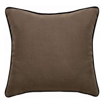 Housse de coussin Lin lavé - Doublé coton lavé - Finition galon noir 'Prélude' Vent Du Sud Prélude Tabac - Housse de coussin 80 x 80 cm