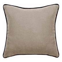 Vent Du Sud - Housse de coussin Lin lavé - Doublé coton lavé - Finition galon noir 'Prélude' Prélude Chanvre - Housse de coussin 80 x 80 cm