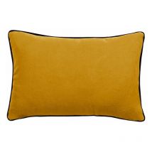 Housse de coussin Lin lavé - Doublé coton lavé - Finition galon noir 'Prélude' Vent Du Sud Prélude Gold - Housse de coussin 30 x 50 cm