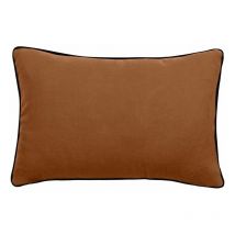Housse de coussin Lin lavé - Doublé coton lavé - Finition galon noir 'Prélude' Vent Du Sud Prélude Terre cuite - Housse de coussin 40 x 60 cm