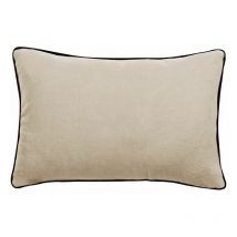 Housse de coussin Lin lavé - Doublé coton lavé - Finition galon noir "Prélude" Vent du sud - Prélude Ficelle - Housse de coussin 40 x 60 cm