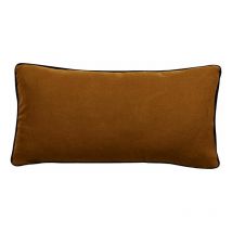 Housse de coussin Lin lavé - Doublé coton lavé - Finition galon noir 'Prélude' Vent Du Sud Prélude Foin - Housse de coussin 55 x 110 cm