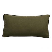 Housse de coussin Lin lavé - Doublé coton lavé - Finition galon noir 'Prélude' Vent Du Sud Prélude Kaki - Housse de coussin 55 x 110 cm