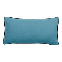 Vent Du Sud - Housse de coussin Lin lavé - Doublé coton lavé - Finition galon noir 'Prélude' Prélude Topaze - Housse de coussin 55 x 110 cm