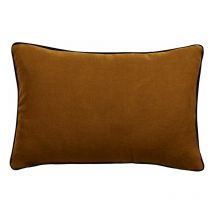 Housse de coussin Lin lavé - Doublé coton lavé - Finition galon noir "Prélude" Vent du sud - Prélude Foin - Housse de coussin 30 x 50 cm
