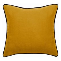 Housse de coussin Lin lavé - Doublé coton lavé - Finition galon noir 'Prélude' Vent Du Sud Prélude Gold - Housse de coussin 80 x 80 cm
