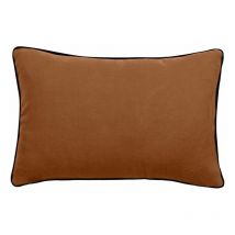 Housse de coussin Lin lavé - Doublé coton lavé - Finition galon noir 'Prélude' Vent Du Sud Prélude Terre cuite - Housse de coussin 30 x 50 cm