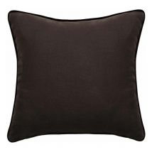 Housse de coussin Lin lavé - Doublé coton lavé - Finition galon noir 'Prélude' Vent Du Sud Prélude Café - Housse de coussin 80 x 80 cm
