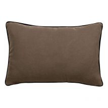 Housse de coussin Lin lavé - Doublé coton lavé - Finition galon noir 'Prélude' Vent Du Sud Prélude Tabac - Housse de coussin 30 x 50 cm