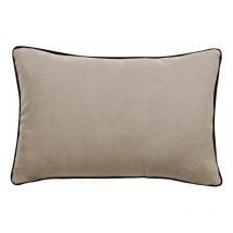 Housse de coussin Lin lavé - Doublé coton lavé - Finition galon noir 'Prélude' Vent Du Sud Prélude Chanvre - Housse de coussin 30 x 50 cm