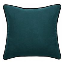 Housse de coussin Lin lavé - Doublé coton lavé - Finition galon noir 'Prélude' Vent Du Sud Prélude Geai - Housse de coussin 45 x 45 cm
