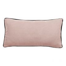 Housse de coussin Lin lavé - Doublé coton lavé - Finition galon noir 'Prélude' Vent Du Sud Prélude Rose - Housse de coussin 55 x 110 cm