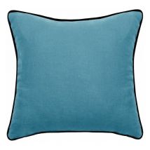 Vent Du Sud - Housse de coussin Lin lavé - Doublé coton lavé - Finition galon noir 'Prélude' Prélude Topaze - Housse de coussin 80 x 80 cm