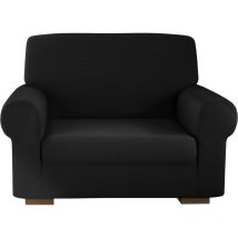 Housse de fauteuil 1 place avec élastique, unie, antimacchia, tissu piqué Couleur: Noir