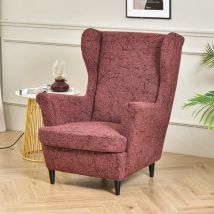Housse de Fauteuil à Oreilles Extensible 2 Pièces Couverture de Fauteuil avec Housse de Coussin en T, Housse de Fauteuil Antidérapante,pour Salon,