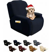 Jalleria - Housse de Fauteuil Relax 1 Place Housse de Fauteuil Extensible 4-Pièce Couverture de Fauteuil Inclinable Relax avec Tasche Latérale