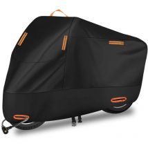 210D Motorradabdeckung, wasserdichte Outdoor-Vier-Jahreszeiten-Reflektierende Motorradabdeckung, Winddichter Streifen, Sonnenschutz, mit