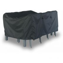 Sweeek - Housse de protection 150x125cm gris foncé - Bâche rectangulaire en polyester enduit pa pour tables de jardin Capua 150. Chicago 210 et