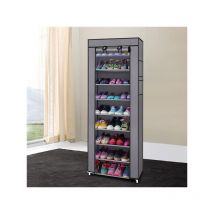 L&h-cfcahl - Meuble a chaussures Étagère à chaussures en tissu non tissé à 9 treillis à la mode gris l&h