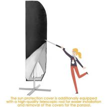Start - Housse de protection pour parasol avec tige et parasol déporté 2 à 4 m Grand parasol Protection contre les intempéries, les uv, le vent