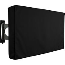 Housse De Protection Pour Tv D'Extérieur, Écrans Et Télévisions De Terrasse Et Jardin - Imperméable Et Résistant - Noir - Compatible Avec Un Pied Ou 