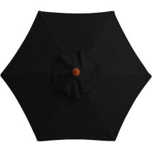 Housse De Rechange Pour Parasol - 6 Baleines - Diamètre 2m - Imperméable - Protection Uv - Tissu De Rechange - Noir
