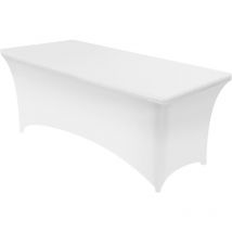 Housse de table blanche pour table pliante 180 cm, hôtel restaurant mariage exposition décoration, nappe carrée housse de table élastique
