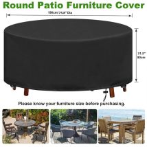 Housse De Table De Jardin Housse De Table De Jardin Ronde Imperméable Anti-uv Oxford Housse De Protection Robuste Jardin 188x84cm