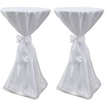 Housse de table blanche avec ruban 80 cm 2 pièces - The Living Store - Blanc