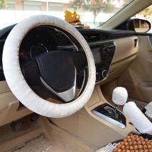 Housse de volant en velours moelleux, housse de volant de voiture en peluche chaude, housse de protection universelle antidérapante pour volant de