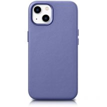 Housse en cuir naturel pour iPhone 14 Plus MagSafe Case Leather violet clair