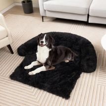 Housse en Peluche pour Chien Dessous Antidérapant Amovible Lavable Traversin Doux pour Le Cou Petite Taille 112 x 101 x 18 cm Noir CW2319 Maison Chic