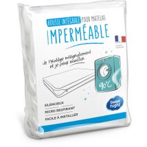 Housse intégrale matelas 160x200 cm Imperméable Protège intégralement votre matelas Fermeture à glissière Lavable à 90°C