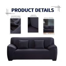 Housse canapé Extensible 2 places Housse canapé noir 145-185cm élastique, Revêtement de Canapé