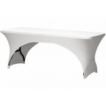Housse de table, nappe pour table de jardin, nappe elastique table rectangulaire, arquée, nappe table jardin, couverture spandex lavable, blanc, 180