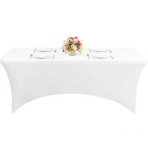 Housse pour Tables Nappe de Tables,Couverture de Table rectangulaire Extensible pour Table Pliante de 180cm Blanc