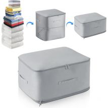 Housse Rangement Vetement Couette,52X42X60cm Organisateur d'Auto-Compression Ultra Peu Encombrant, Mobiles Sac Rangement Couette Voyage, pour