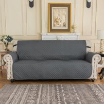 Housses de Canapé 4 Places Impermeable avec Accoudoirs, Réversible Protégé Canapes -Gris