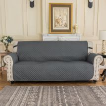 Housses de Canapé 4 Places Impermeable avec Accoudoirs, Réversible Protégé Canapes -Gris