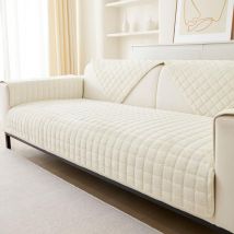 Housses de canapé en flanelle lavables, Nouvelles housses de coussin de canapé, Housse de canapé en forme de l (Beige Blanc,70x70cm)