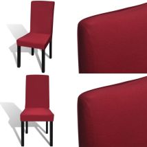 Housses de chaise élastiques droites 6 pcs Bordeaux - housse de chaise - housses de chaise - Home & Living - Rouge