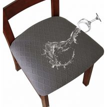 Housses de chaise imperméables en treillis de losanges extensibles avec boucle pour salle à manger, cuisine (gris, 6PCS)