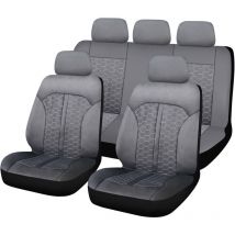Housses De Siege Milan 9pcs Noir Surpiqures Grises