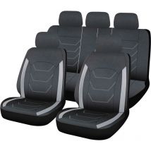 Housses De Siege Naples 12pcs Noir Surpiqures Grises