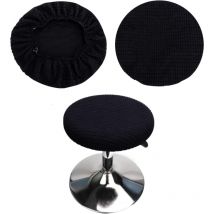 Linghhang - Housses de tabourets ronds (set de 2 pièces noir), adaptées aux tabourets 28-40cm, bar et café, housses de tabourets ronds élastiques,