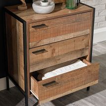 Lpd Furniture - Hoxton 3 Drawer Chest Distressed Oak Effect