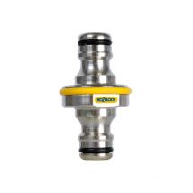 Acoplamiento macho doble Pro metal para manguera de jardín - blister Hozelock